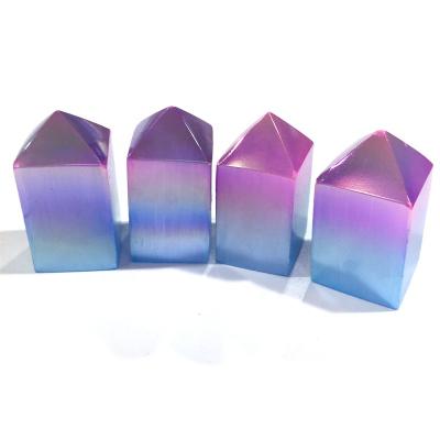 China China Color Natural Crystal Gypsum Tower Aura Selenite Square Wand Plated Point For Gift for sale