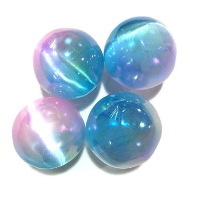 China China Healing Crystal Ball Electroplated Blue Rough Natural Selenite Spiritual Sphere For Decoration for sale