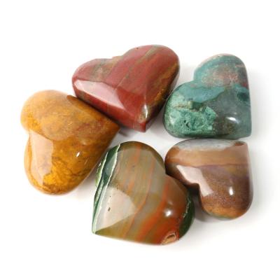 China Natural China Love Heart Crystal Stones Hand Cut Ocean Jasper Heart for Home Decorations for sale