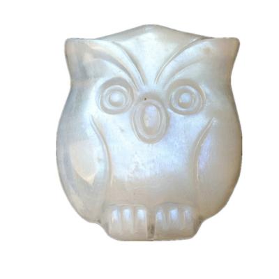 China China Crystal Hand Carved Owl Pendant Natural Moonstone Carving Owl Animal Craft For Jewelry Cute for sale