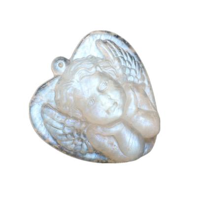 China Hand Made China Crafts Blue Crystal Moonstone Angel Snap Stone Carved Pendant Angel For Gift for sale