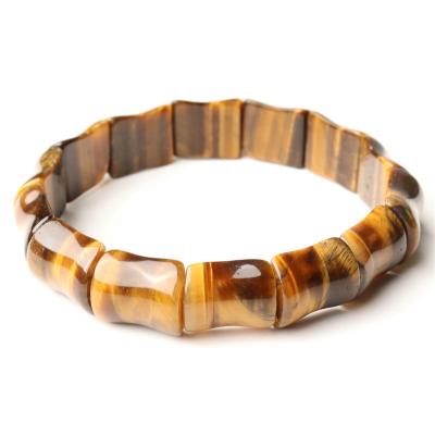 China Natural Stone China Tiger Eye Blue Yellow Bracelet Bangle Bamboo Stone Shape Jewelry For Men's Gift for sale