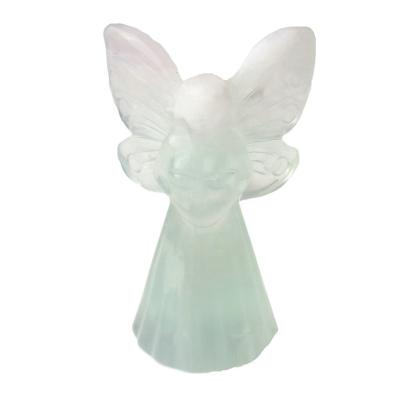 China China Crystal Butterfly Fairy Green Fluorite Hand Carved Craft Quartz Carving Ornament For Gift for sale