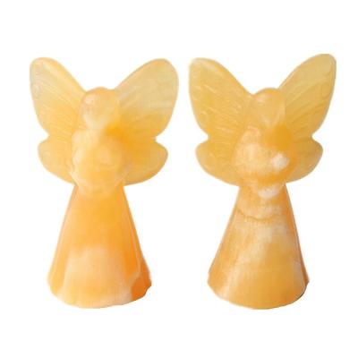 China China Crystal Butterfly Fairy Yellow Jade Hand Carved Craft Quartz Carving Ornament For Gift for sale