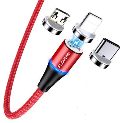 China round type-c cable connector usb 1M magnetic cable led light data cable fast charging YXF180504 for sale