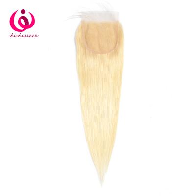 China Can be changed the design to any texture as you like Brazilian hair 613 platinum blonde cuticle aligned straight wave 4*4 Swiss lace closure can be dyed with baby hair for sale