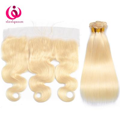 China Can be changed the design to any texture as you like Brazilian Blonde Color Virgin Hair 613 Blonde Body Wave 13x4 Top Quality Lace Headband for sale