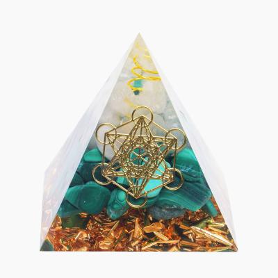 China Natural Orgone Pyramid Stones Healing Stones Africa Crafts Malachite Reiki Folk Crystal Symbol for sale