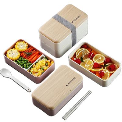 China Ins Food Grade PP Microwave Double-Layer Double-Layer Office Worker Student Sustainable Plastic Bento Lunch Box Nordic for sale