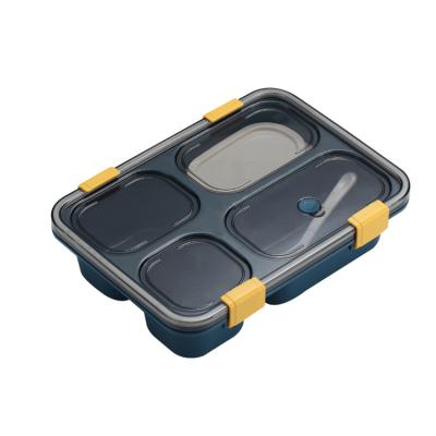 China 2021 New PP Plastic Leakproof Microwave Bento Lunch Box Steamable Lunch Tiffin Box 4 Compartments for sale