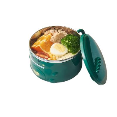 China New Viable Creative Cartoon Japanese 304 Stainless Steel Dinosaur Instant Noodle Bowl Bento Box for sale