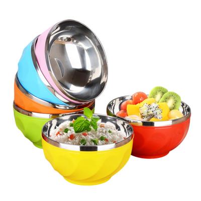 China Food Grade Eco-friendly Colorful Stainless Steel Mixing Bowls Lovely Home Kids Rice Soup Bowl 6PCS for sale