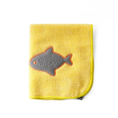 China Sustainable Household Custom Logo Home Cleaning Microfiber Absorbent Tableware Cloth for sale