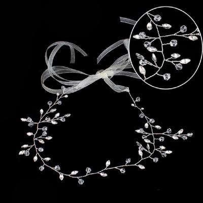 China SLBRIDAL ALLOY Handmade Sliver Crystal Wedding Headpieces Hair Vine Clear Headband Hair Accessories Women Bridal Hair Jewelry for sale