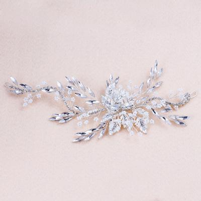 China Austrian SLBRIDAL ALLOY Crystal Rhinestone Pearls Wedding Hair Jewelry Handmade Silver Headband Bridal Headpiece Hair Accessories for sale