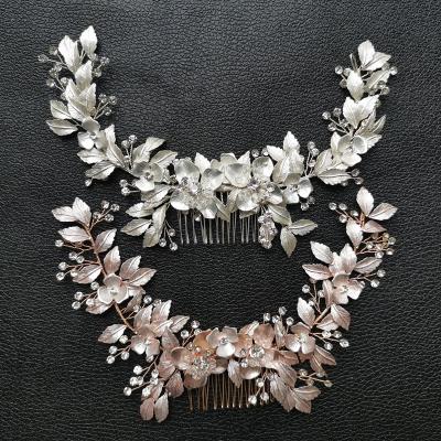 China SLBRIDAL ALLOY Rhinestones Handmade Cable Crystals Flower To Leaf Long Bridal Jewelry Wedding Hair Comb Headband Hair Accessories Women for sale