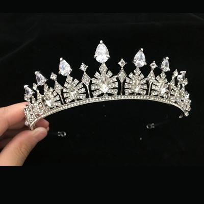 China Alloy+Rhinestone+Zircon CZ Queen Bridal Princess Pageant Party Crown Bridesmaids SLBRIDAL Art Deco Crystals Rhinestones Alloy Wedding Cubic Tiara for sale