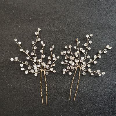 China SLBRIDAL ALLOY Crystals Handmade Gold Rhinestones Bridal Hair Pins Wedding Hair Stickers Hair Accessories Bridesmaids Women Jewelry for sale