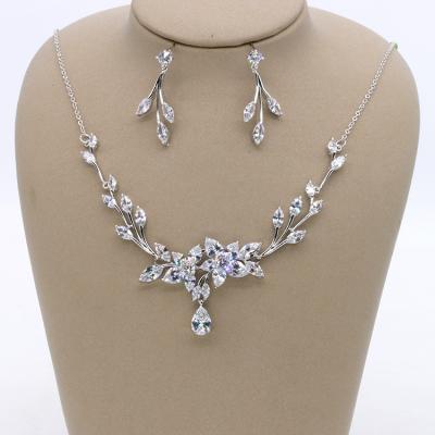 China SLBRIDAL ALLOY Rhinestone Crystals Cubic Zircon Wedding Jewelry Set Bridal CZ Necklace Earring Set Banquet Jewelry Set Women Jewelry for sale