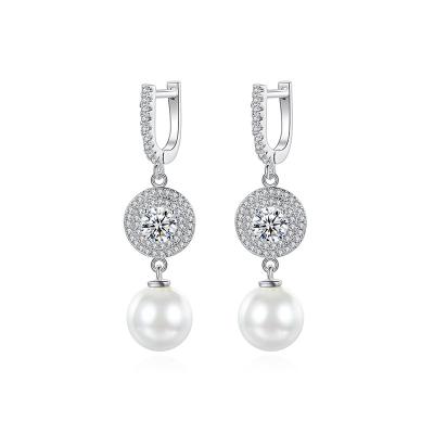 China SLBRIDAL Fashion Style CZ Crystal Pearls Girls Stud Earrings Cubic Zircon Women Earrings Bridal Wedding Drop Earrings for sale