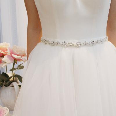 China SLBRIDAL Polyester Wedding Accessories Pearl Wedding Sash Satin Rhinestones Even Prom Dress Sash Ribbon Sash Bridal Bridesmaids Women for sale