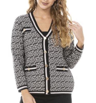 China Breathable Long Sleeve V-Neck Sweater Women Casual Cardigan With Button Knitted Vintage for sale