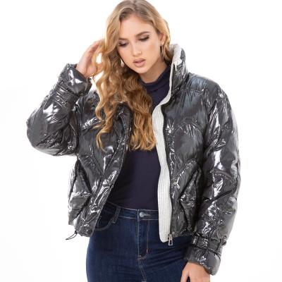 China Anti-wrinkle bubble jacket shiny puff jacket women coat new winter fashion bow outdoor wear vestes elegant loose warm stripper jacket for sale