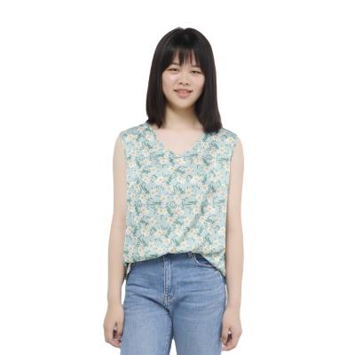 China Digital Printed Floral Sleeveless Breathable Women Blouse Vest Custom Shirts For Women for sale