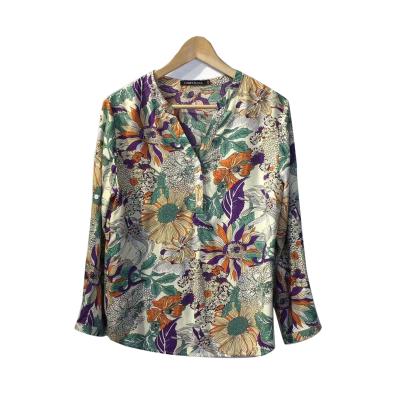 China New Arrival Autumn Winter Spring Women's Breathable Blouse Shirt Top Women's Long Lady Casual Fashion Elegant Vacation Floral Print V-Neck for sale