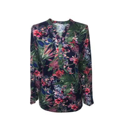 China Breathable Red Floral Dye Fashion Long Sleeve Womens Long Sleeve Blouse Tie Shirt Spring Winter Fall Womens Tops Casual Holiday Vacation Plus Size Women Clothing for sale