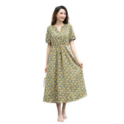 China Casual Breathable Floral Short Sleeve Customized Elegance Summer Dress Plus Size Dress Women Dresses 2021 Trending for sale