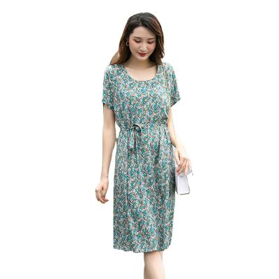 China Breathable Red Blue Floral Plus Size Women's Dresses Sheath Short Summer Casual Dresses Fashion Club Dress for sale