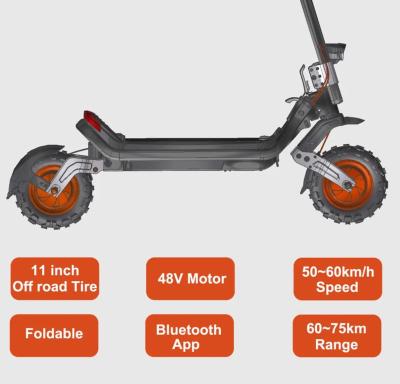 China 1200W*2 Unisex 48V 11Inch Off Road Folding Electric Scooter Adult High Speed ​​Electric Scooters Dual Motor Ready To Boat for sale