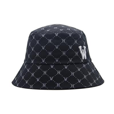 China 2021 Wholesale Black Khaki Bucket Hat Summer Pattern Embroidery Printing Cotton Striped Custom Logo for sale