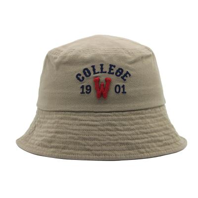 China Distressed Brown Fisherman Bucket Hats With Fashionable 100% Embroidery Logo 58cm Striped Cotton Vendors for sale