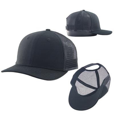 China COMMON Custom Cotton Black Plain Distressed Custom Trucker Hats Unstructure Snapback Hat Plain for sale