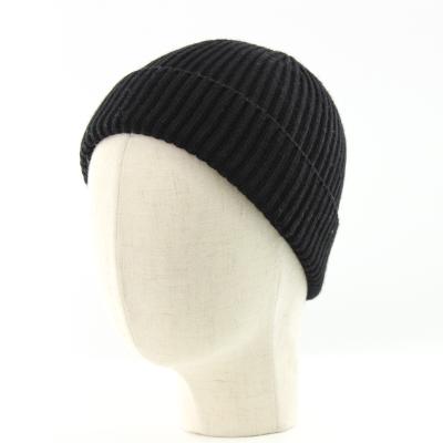 China Wholesale COMMON Black Knitted Skater Beanie Skull Cap Winter Fisherman's Short Cuff Sailor Hat for sale