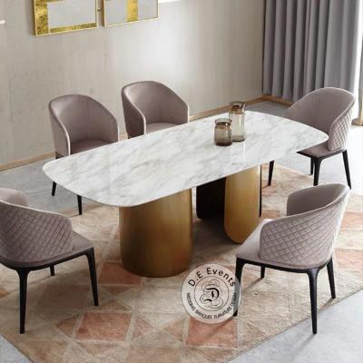 China Adjustable (Other) Customize Luxury Home Furniture Villa Dining Room Stainless Steel Table With 6 Seat for sale