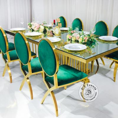 China (Others) New 2021 Mirrored People Dining Table Gold Stainless Steel Table Top 8 Adjustable Exquisite Warm Wedding for sale