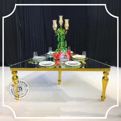 China Top luxury stainless steel+mirror glass wedding event/hotel/event furniture/wedding table for sale