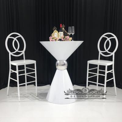 China Modern white modern metal funnel top funnel table top bar table and chair for wedding party for sale