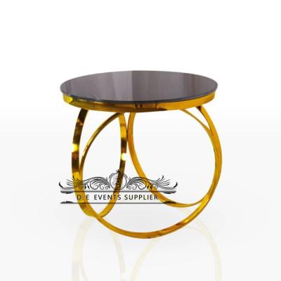 China European Gold Glass Top Metal Table Other Teahouse Style Lisbon Side Table for sale