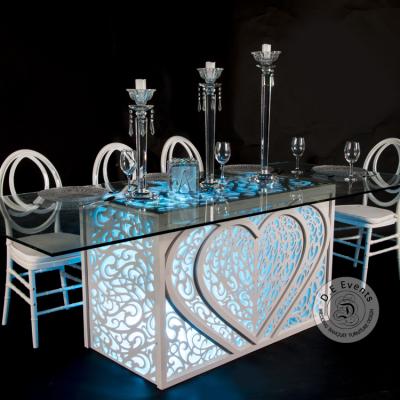 China Other 2021New arrival sweetheart rectangle romatic glass led wedding table for party for sale