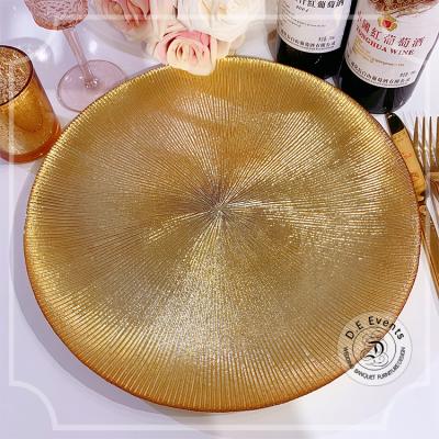 China Factory Wholesale Viable Modern Wedding Round Gold Charger Glass Dishes For Sale for sale