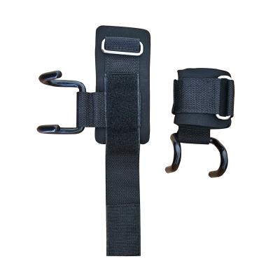 China Palm Guard Weight Lifting Hooks Wrist Straps Heavy Duty Traction-UPS Power Lifting Grips with Padded Workout Hook for sale