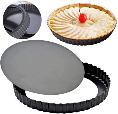 China 2021 New Design Sustainable Non-Stick Pie Pan Round Shape Cake Molds Tart Carbon Steel For Kitchen Baking Baking for sale