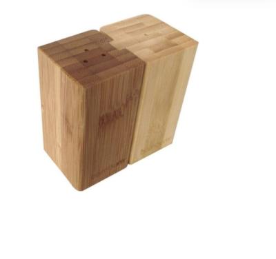 China Sustainable Bamboo Salt and Pepper Shaker Bamboo Salt Box Spice Container for sale