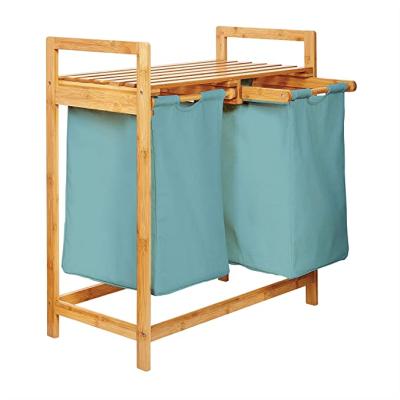 China Transitional Bamboo Bamboo Laundry Basket Pull-Out Laundry Bags Basket for sale