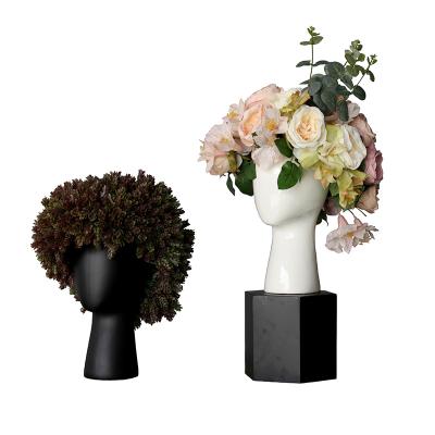 China 2021 Europe size 30CM ceramic flower pot, wig main vase, ceramic wig main flower vase for household for sale