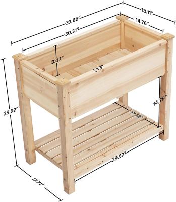 China Modern Indoor Outdoor Wooden Raised High Shelf Solid Wood Vegetable Flower Garden Bed Kit With Legs Planter Flower Herb Boxes for sale